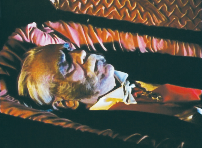 A man who taught us much about death does a coffin scene for "House of Evil." About eight months later, Boris Karloff would be gone for real. 