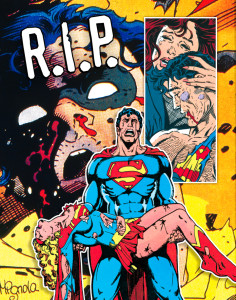 Superman mourns his cousin Kara. Crisis on Infinite Earths #7 (1985). Art: George Perez. Robin goes to pieces in Batman #428 (1988). Art: Mike Mignola. Lois takes it hard in Superman #75 (1993). Art: Dan Jurgens, Brett Breeding. [© DC Comics]