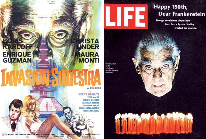 Sharp-eyed Karloff fans recognized that the poster art for "Invasion Siniestra" (aka "The Incredible Invasion") referenced the actor's cover photo for the March 15, 1968, edition of Life.