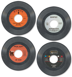 Novelty singles by Zacherley, Bobby (Boris) Pickett, Lon Chaney Jr. and Bill Buchanan