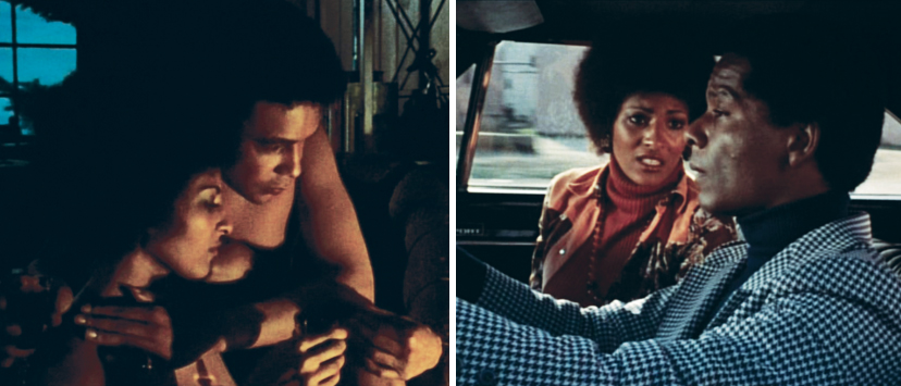 Left: Howard is the suitor that Coffy sleeps with. Right: Carter is the nice guy cop whose romantic pitches go nowhere.