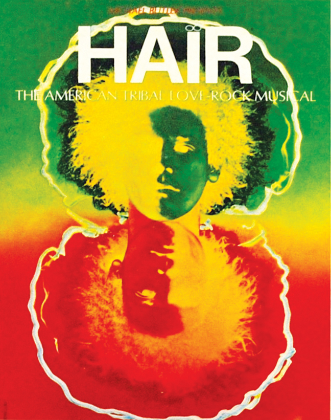The musical "Hair" debuted off-Broadway in 1967, and on Broadway the following year.